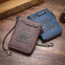 1pc New Men Wallet Vintage Skull Multi-Function Zipper Card Holder Wallet For Young Student Versatile Multi Card Slots Wallet Purse Wallet Mini Wallet Men Wallet Leather Small Wallet - Black - View 10