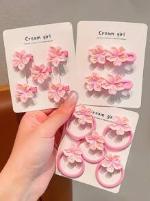 全新儿童樱花发夹和发环、粉色樱花发夹、婴儿侧刘海发饰 - 彩色 - 查看 5