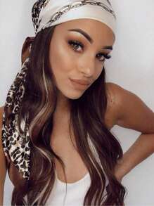 1 peça cachecol quadrado com estampa de leopardo bege feminino, adequado para uso externo no verão, bandana, top, lenço de pescoço, lenço, chapéu, faixa de cabelo, keffiyeh, hijab, babushka, bandana superior, faixa de cabelo, faixa de cabeça, gola alta, ideal para dar um toque especial ao seu visual