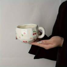 1pc Lovely Handmade Asymmetrical Ceramic Coffee Mug, High-Quality Afternoon Tea/Breakfast Cup, Suitable For Office, Company, And Home Use Back To School