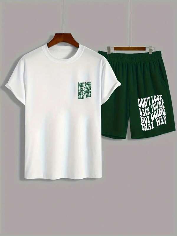 Kit Camiseta Branca e Bermuda de Moletom "Don't Look Back" Estilo Tumblr Moderno - Lançamento ESPECIAL PROMOCIONAL