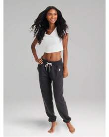 U.S. Polo Assn. Womens Sweatpants Joggers, French Terry Lounge Pants For Women - 深炭色希瑟 - 查看 5