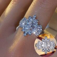1pc Women's Elegant & Classy Fashionable Ring Inlaid With Synthetic Zirconia, Suitable For Daily Wear, Dates, Work, Versatile