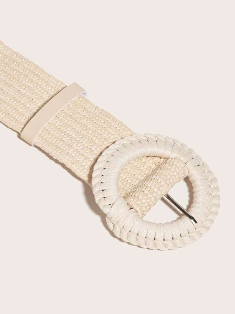 1 件波西米亚风格蜡绳手工纽扣弹性 PP 草腰带，适用于牛仔裤夏季、学校秋季、秋季、万圣节 - 米色 - 查看 5
