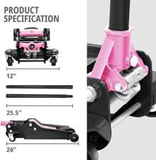 [4.5"- 20"] 4 Ton Dual Piston Pump Low Profile Hydraulic Trolley Floor Jack Pink