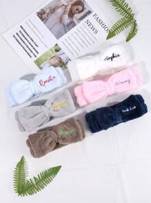 1 Stück personalisierte Spa-Schleife Stirnbänder für Frauen, mit eigenem Namen bedrucktes Stirnband für Hautpflege und Make-up, flauschige, individuell beschriftete Wasch- und Dusch-Haarband für Hautpflege, Yoga, elegante Schleifen-Kopfbedeckung für das tägliche Gesichtwaschen, Frauenhaarschmuck