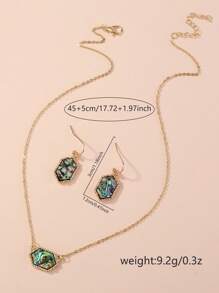 3pcs/Set Women Rhombus Pendant Necklace And Earrings, Suitable For Birthday Wear - Yellow Gold - View 9