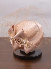 女士小头饰复古英国贵族风格晚礼服，黑色面纱婚礼发饰，上海风格头饰，正式帽子，伴娘帽，茶会帽，漂亮的帽子，黑色帽子，白色帽子，粉色帽子，优雅帽子 - 1140 - 查看 3
