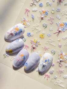 1 件 5D 花朵指甲贴 DIY 艺术 Y2K 风格春季美甲装饰贴花