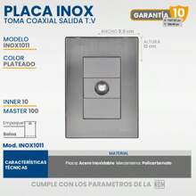 IGOTO INOX1011-2011 Armed Plate With Coaxial Socket Mechanism T.V. Output. Silver - OXFORD Premium Materials Stainless Steel Conre And Brass