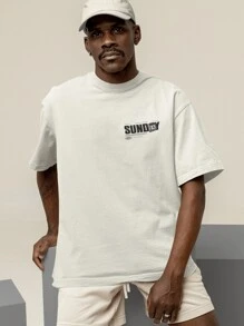 Oversized T-Shirt Turtleneck Unisex Streetwear 100% Cotton Urban Style Workout Casual Black And Off Whte Printed - Rượu sâm banh - Xem 2