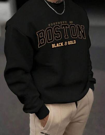 Sudadera de manga larga con estampado de  Brooklin  - Cuello redondo cómodo, ideal para deportes al aire libre, estilo para todas las estaciones