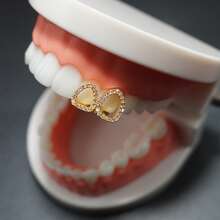 2 件上牙和下 6 颗牙齿全氧化锆牙套，时尚个性牙套，派对闪亮焦点配件，礼物牙套，男女通用 - 彩色 - 查看 5