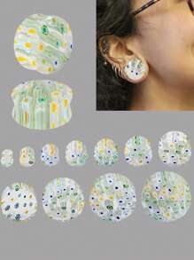 1 paar glazen intersperse bloemen oordopjes en tunnel oor expander stretcher oormeters mooie taille stevige body piercing sieraden voor mannen en vrouwen dagelijks dragen 6-30mm