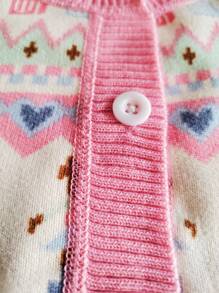 enmi bear Girls' Knitted Cardigan, Fashionable Baby Korean Style, Young Girl Winter Warm Fleece Jacket