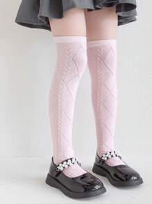 1 Pair Kids Thin Knee-High Socks,Princess Design Leg Warmers,Versatile Mesh Long Stockings For Girls, Spring/Summer