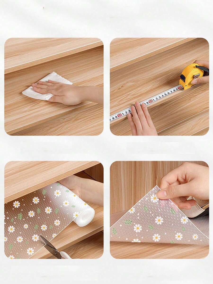 1 Roll Cute Shelf Liner, Suitable For Kitchen Cabinets, Non-Stick Drawer Liners, Anti-Slip Refrigerator Mats, Waterproof EVA Fridge Pads, Cabinet Mats, Easy Placemats