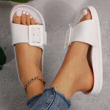 Women's Summer Sandals - Chic Thick Sole With Adjustable Buckle & Waterproof Features - White - View 5