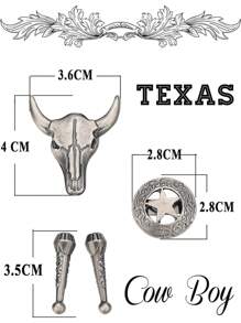 Milacolato 2Pcs Leather Tie Necktie Cow Skull Texas Ranger Star Chain For Men Rodeo Bolo Tie Necktie - 2Pcs - View 4