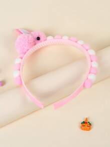 1pc Easter Furball Pink Bunny Headband Cute Wear Rabbit Hairband Casual Bunny Hair Accessory For Girls Easter Hair Accessory