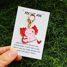 可爱的迷你蝾螈钥匙扣口袋拥抱卡，是送给动物爱好者的积极而幸运的小礼物，非常适合生日、婚礼、情人节、复活节、母亲节、父亲节，以及作为特殊的鼓励象征或励志珠宝。 - 彩色 - 查看 2