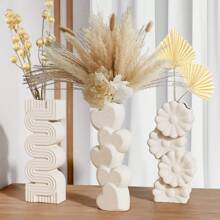 NJCHARMS 1PC White Heart Shaped Ceramic Vase, Heart Shaped Vase, Bohemian Vase, Valentine's Day Decorations Vase, For Office, Bedroom, Mantelpiece And Other Desktop Decorations, Decorative Choices Ideal For Weddings Special Occasions Rama Rama Gifts Birthday Graduation Home Decor Room Decor Flower Vase Glass Vase