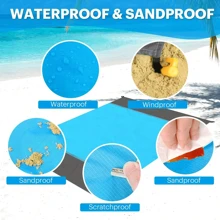 Extra Large Anti-Sand Beach Blanket, 55''*78'' Extra Large Beach Mat, Portable Picnic Mat For Traveling, Camping And Hiking, Lightweight Beach Essential Household Waterproof Mat Nylon (1 Piece )