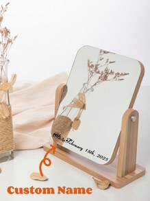 1 Peça Espelho Compacto de Madeira Giratório para Maquiagem com Nome Personalizado, Data e Mensagem Gravada, Presente Pensativo e Prático para Estudantes, Casais, Aniversários, Inauguração da Casa e Mais, Multifuncional, Ornamental, Letra, Cor Sólida, Requintado, Estiloso, Vintage, Moderno, Colorido, Lazer, Básico, Casual, Suave, Único, Personalizado, Personalizado, Personalizado, Presentes Ideais para Ela, Namorada, Ela, Avós, Família, Namorado, Amigos
