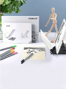 1 set PVC optische tekenborden, een hulpmiddel voor het maken van schetsen met reflectietracking, geschikt voor kunstenaars en beginners, uitgerust met een lens voor beeldreflectie en een verstelbare beugel, een onmisbare set voor beginners in de schilderkunst, met beugel