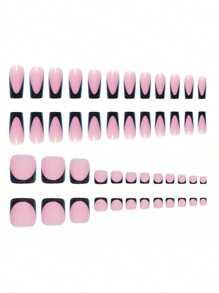 288 piezas de uñas postizas francesas con elegante brillo y diseño francés de la serie ballet suave, adecuadas para todas las mujeres y niñas, para uso diario
