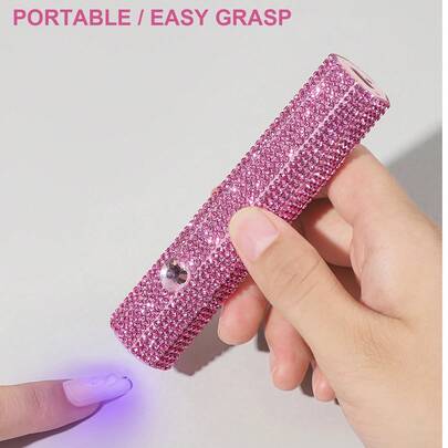 1 件 USB 充电美甲灯、粉红钻石 UV LED 美甲灯、迷你便携式美甲凝胶固化灯、白钻石美甲灯、可穿戴美甲烘干机、UV 美甲灯、六角形钻石设计美甲灯、紧凑型快干美甲凝胶灯、强力 LED 灯泡、1 个灯泡等于 8 个灯泡效果、无暗点照明、升级灯、8 倍放大镜、强烈聚焦，快速凝胶固化，美甲更高效