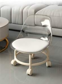 带脚轮的旋转凳，亚克力可移动靠背椅，带轮子的便携式紧凑型家用凳