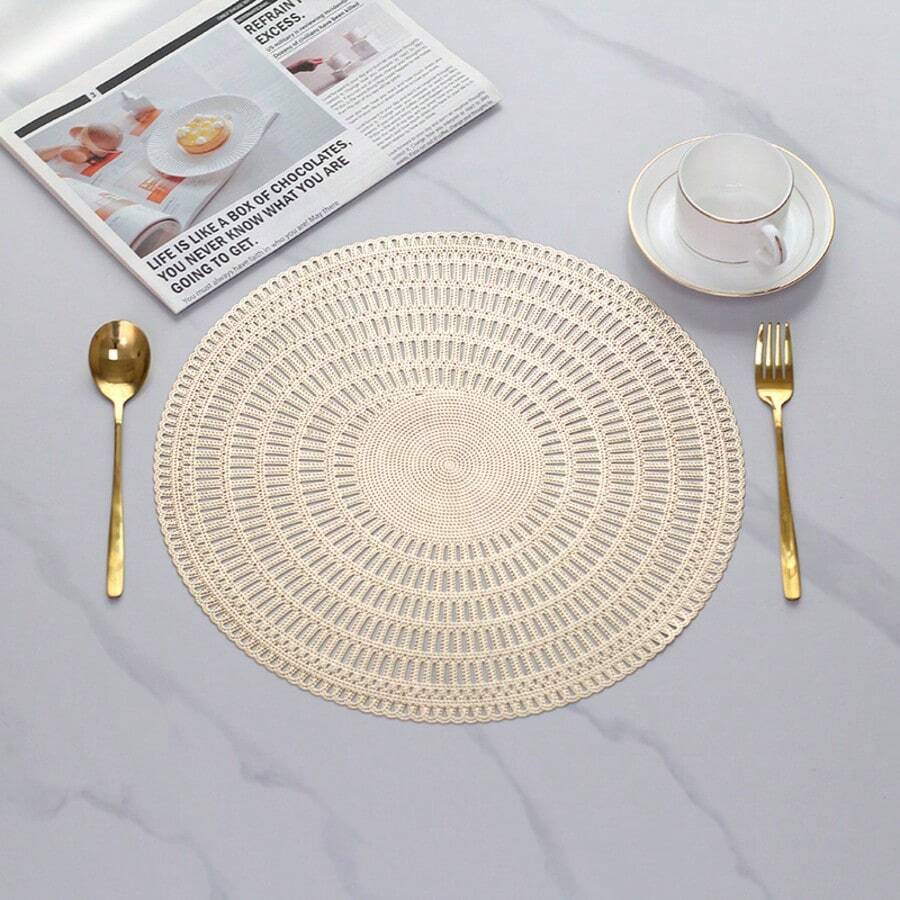 1pc/4pcs/6pcs Windproof Round Reusable Placemats, Heat Resistant Anti-Skid Table Mats For Home Kitchen, Hotel, Restaurants