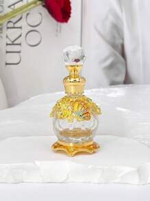 Botella de perfume de cristal esmaltado con diseño de mariposa vintage de 15ml, decoración con patrón de cristal con diamantes, recipiente recargable para aceites esenciales, accesorio de viaje de aceites esenciales, dispensador de perfume y aceites esenciales (SOLO LA BOTELLA VACÍA, SIN PERFUME)