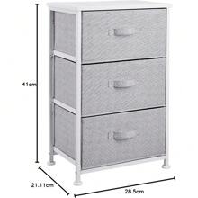 Fabric 3-Drawer Storage Organizer Unit For Closet, White - White - View 3