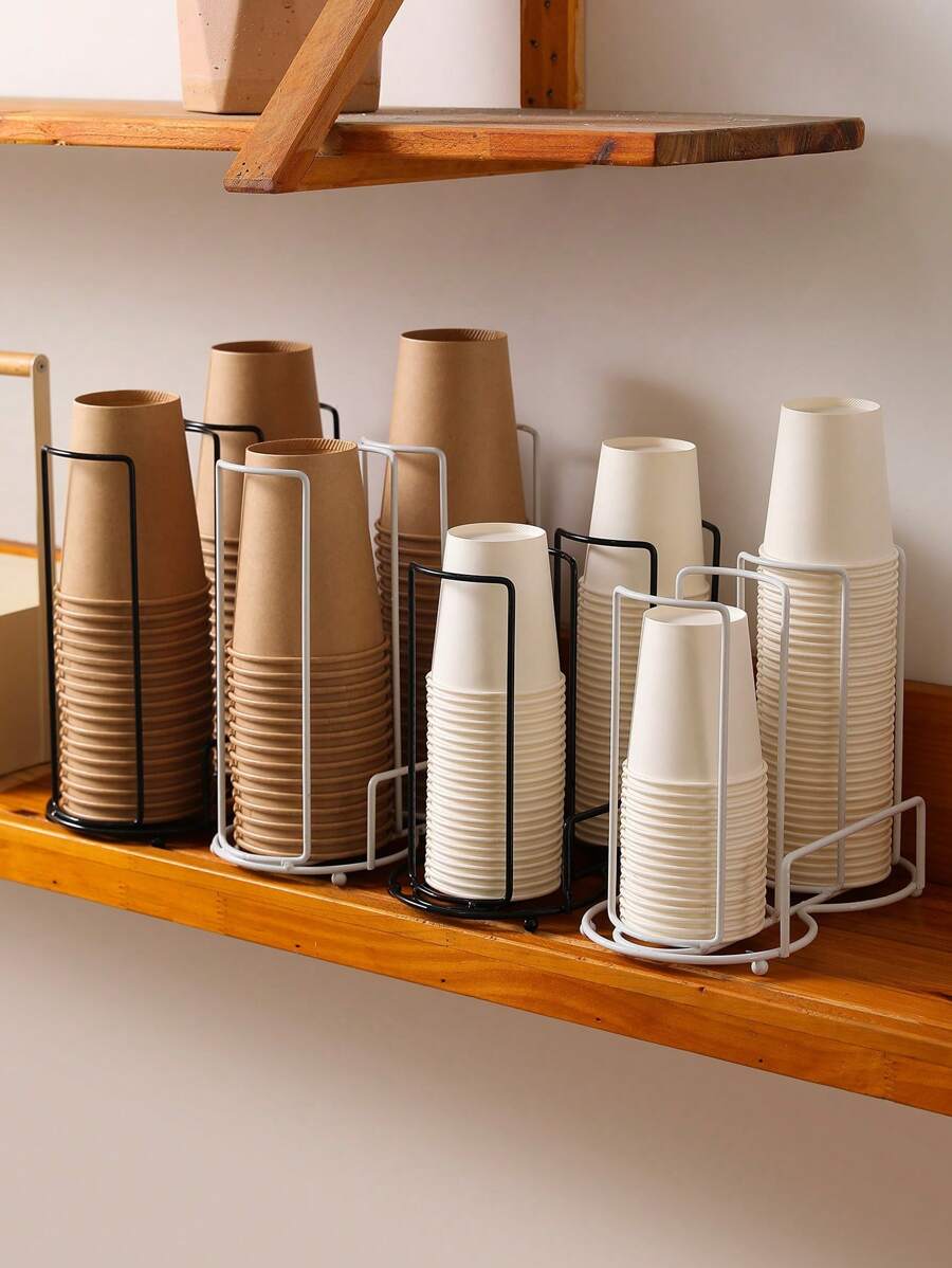 1pc Paper Cup Holder, Disposable Cup Dispenser, Desktop Water Glass Storage Rack, Wall-Mounted Or Countertop Coffee/Tea Cup Organizer, Kitchen Accessory, Coffee Bar Supplies
