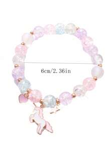 1pc Unique Fashion Firecracker Crystal Beaded Bracelet Friendship Glass Bracelets For Girls Unicorn Star Moon Cloud Flower Jewelry