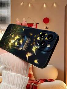 1pc Fashionable Glow Bottle & Butterfly Pattern Camera Full Frame Shockproof Phone Case, Minimalist Design, Compatible With Iphone//OPPO/VIVO/Redmi/ - Black - View 4