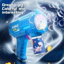Máquina automática de burbujas con luces, Máquina de burbujas de 10 agujeros, Juguete para fiesta y juguete para exteriores, Adecuado como regalo para niños y amigos, Regalo de Navidad (Líquido de burbujas y baterías no incluidos)