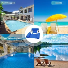 充气水上吊床，四合一充气游泳床，水上躺椅，超舒适游泳椅，带靠背的充气床垫水上椅 - 彩色 - 查看 5