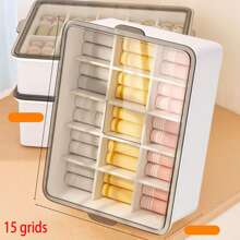 1pc Underwear Bra Socks Organizer Box, 10/15 Grids No Partition, Lightweight Plastic With Transparent Cover, Convenient For Home And Bathroom Drawer Storage - Multicolor - View 13