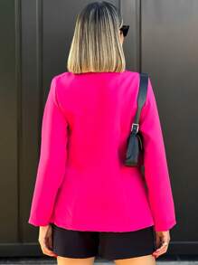 Women's Tailored Blazer Elegant Formal Jacket With Button - Pink - View 2