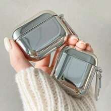 兼容 1/2 蓝牙耳机保护壳，时尚电镀 Pro 3 保护套，TPU 软壳兼容 AP 4 - 銀色 - 查看 4