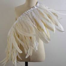 2M 25-30厘米天然公鸡尾羽饰边圣诞缝纫服装羽毛头饰狂欢节白色羽毛丝带工艺品装饰 - 彩色 - 查看 11