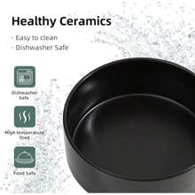 Comedero y bebedero cerámicos antideslizantes para perros grandes, con diseño de "Amante de los perros y mamá de perros", protege la columna cervical (tazón individual de 8 pulgadas, negro) - Negro - Ver 4