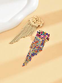 2pcs Fashion Long Fringe CZ Crystal Women's Earrings, Copper Alloy Zirconia Inlay, Shiny And Fashionable, Suitable For Parties And Daily Wear