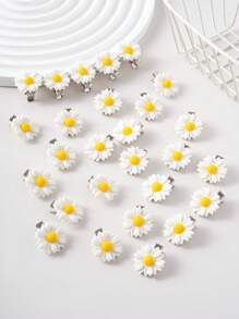 20pcs White Daisy Hair Clips, Sweet Floral Hair Accessories Suitable For Teenage Girls - Multicolor - View 8