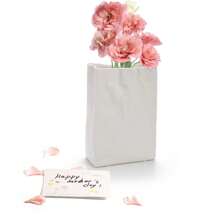 Crinkle Paper Bag Ceramic Vase, Wide Mouth Pleated Vase, Unique White Matte Vase, Minimalist Boho Vase For Flower Arrangement Table Centerpiece Home Office Bookshelf Decor Gifts Birthday Graduation