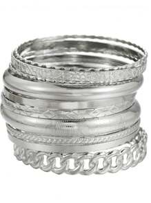 10pcs Retro European & American Style Exaggerated Smooth Asymmetrical Bracelet Set