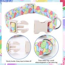 复活节主题！涤纶狗项圈，带有多色复活节彩蛋和兔子印花，有小号、中号和大号可供选择，适合公狗和母狗 - 彩色 - 查看 1